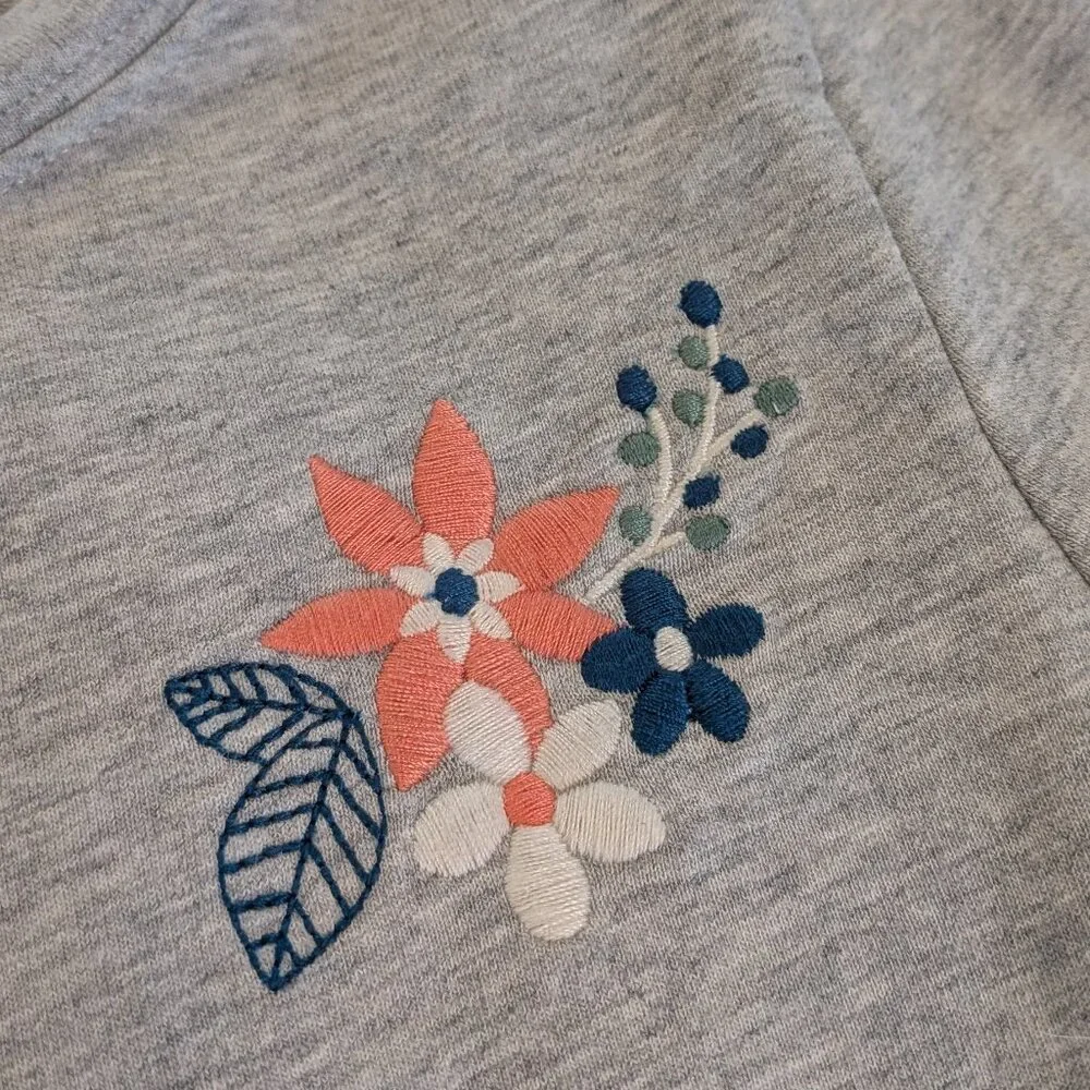 ⭐ Gymboree gray shift dress with embroidered flowers size M 7-8